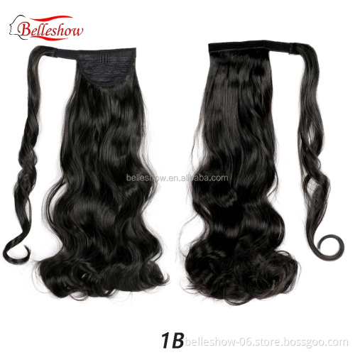 Hot sell  Easy To Wear Many Different Color Ombre Silk Curl Faux Fiber Hair Synthetic Wrap Around Magic Paste Ponytail